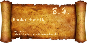 Baska Henrik névjegykártya